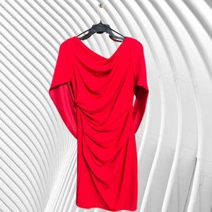 Red Betsy & Adam Short Scuba Crepe Drape Back Dress